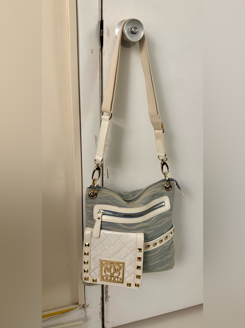Limited Edition! NY Designer By Sharif Studded Multi-Pocket Crossbody Bag